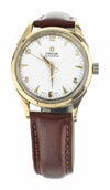 OMEGA 2583-6 35MM PLATED STAINLESS STEEL AUTOMATIC SILVER DIAL ON LEATHER STRAP